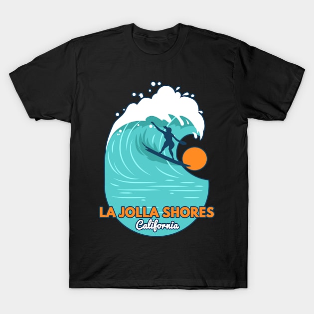 La Jolla Shores California surf girl T-Shirt by LiquidLine